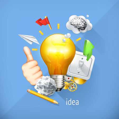 Idea concept, business brainstorming, vector illustration.のイラスト素材