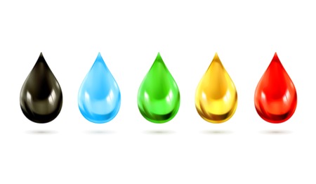 Set of multicolored droplets, vector iconsのイラスト素材