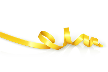 Yellow curled ribbon party, vectorのイラスト素材