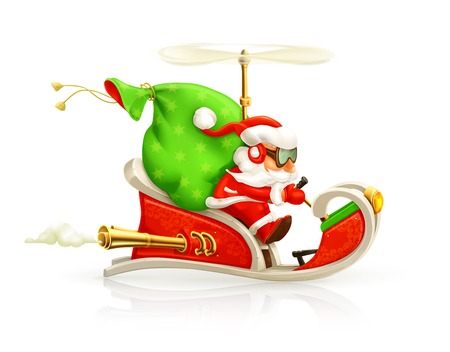 Santa Claus on sledge, vector illustrationのイラスト素材