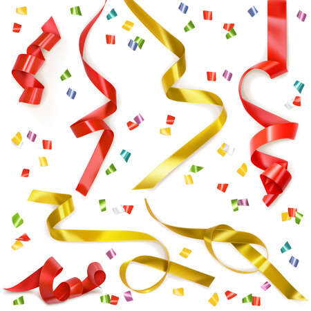 Festive ribbon, set of vector elements isolated