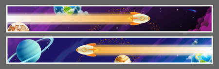 Set of space banners, vector designのイラスト素材