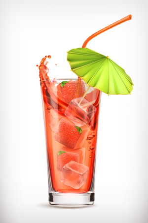 Strawberry cocktail, vector iconのイラスト素材