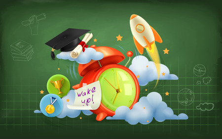 Wake up to school, vector backgroundのイラスト素材