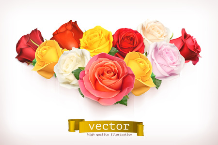Bouquet of roses, vector illustration isolated on whiteのイラスト素材