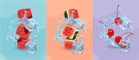 Berries and fruit set of concepts vector backgroundsのイラスト素材