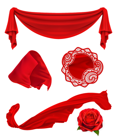 Set with red cloth, vector illustration, isolated on white backgroundのイラスト素材