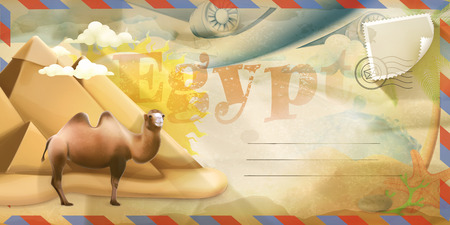 Background travel, Egypt vector postcardのイラスト素材