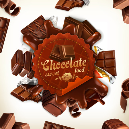 Chocolate vector label, on white backgroundのイラスト素材