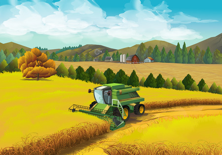 Farm rural landscape, vector backgroundのイラスト素材