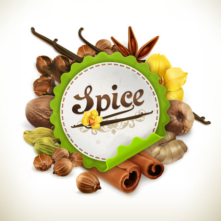 Spice, label, isolated on white backgroundのイラスト素材
