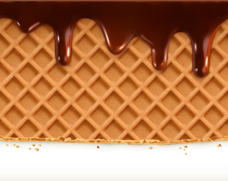 Waffles and chocolate, vector seamless horizontal patternのイラスト素材