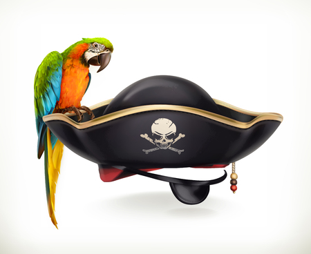 Pirate hat, vector icon on white backgroundのイラスト素材