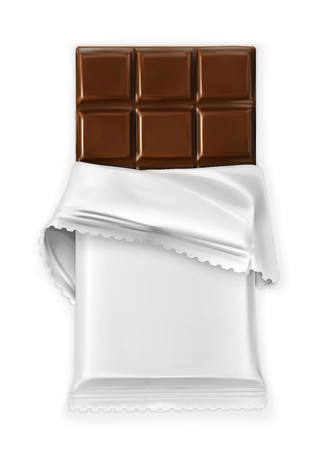 Chocolate bar, white polyethylene wrap, vector objectのイラスト素材