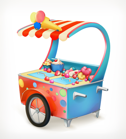 Ice cream trolley, vector iconのイラスト素材