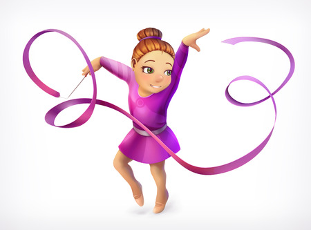 Little gymnast, vector iconのイラスト素材