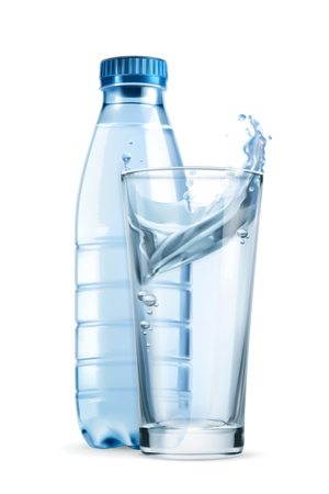 Water bottle and glass, vector iconのイラスト素材