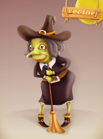 Witch cartoon character. Halloween vector 3d iconのイラスト素材