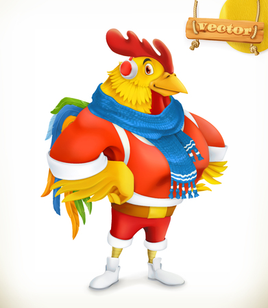 Rooster. Animal 2017. New Year mascot. East calendar horoscope. 3d vector cartoon characterのイラスト素材