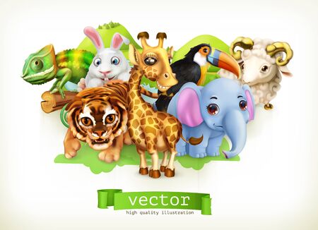 Funny animal groupのイラスト素材