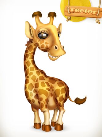 Giraffe cartoon character. Funny animals 3d vector iconのイラスト素材
