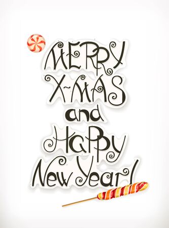 Merry Xmas and Happy New Year. Christmas letteringのイラスト素材