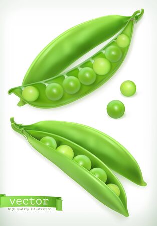 Pea pod. Vegetable 3d vector iconのイラスト素材