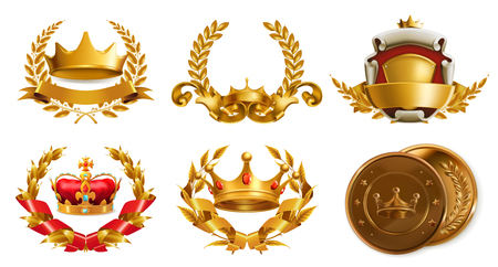 Gold crown and laurel wreath.のイラスト素材