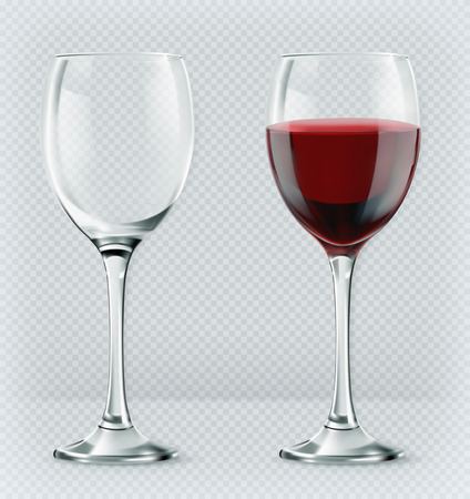 Transparency wine glass empty and full realistic vector icon.のイラスト素材