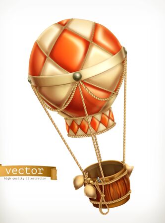 Hot air balloon, 3d vector iconのイラスト素材