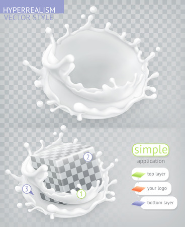 Milk splash hyper realism vector style simple application