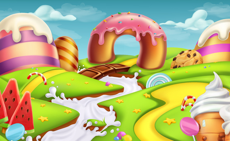 Sweet landscape. 3d vector backgroundのイラスト素材