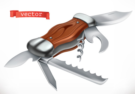 Multi-functional pocketknife. 3d vector iconのイラスト素材