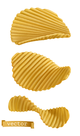 Potato chips. 3d realistic vector icon set isolated on plain background.のイラスト素材