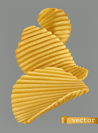Potato chips. 3d realistic Vector illustration.のイラスト素材