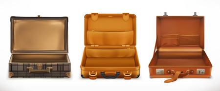 Travel. Open Suitcase. 3d vector icon setのイラスト素材