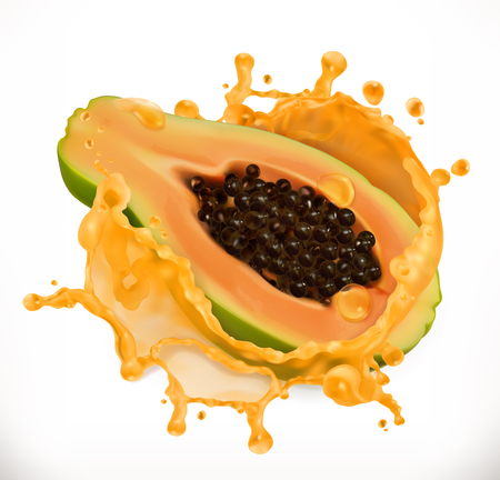 Papaya juice. Fresh fruit, 3d vector iconのイラスト素材