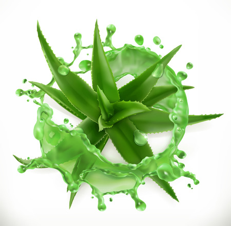 Aloe juice, health and care. 3d vector icon illustration.のイラスト素材