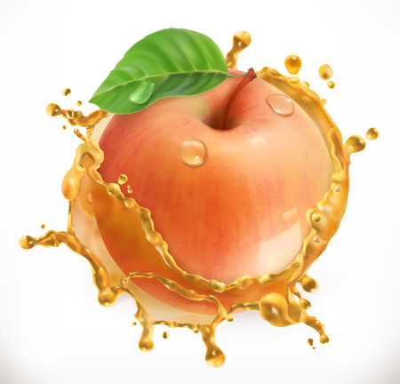 Apple juice, fresh fruit, 3d vector icon.のイラスト素材