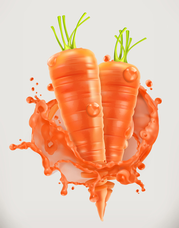 Carrot juice fresh vegetable, 3d vector icon.のイラスト素材