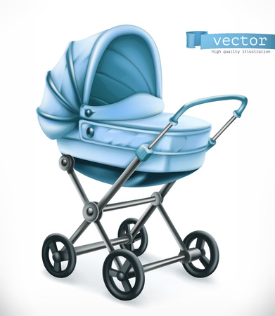 Baby carriage. Stroller 3d vector icon illustration.のイラスト素材