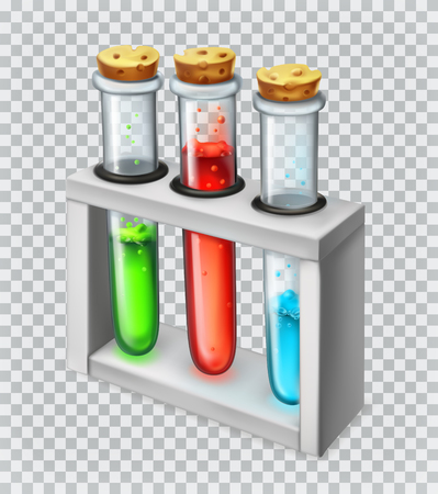 Chemical flask, test tube. 3d vector iconのイラスト素材