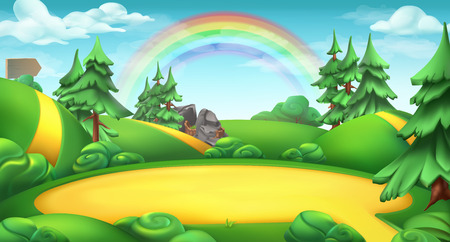 Glade in a forest. Nature landscape 3d vector backgroundのイラスト素材