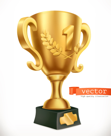 Gold Cup. Reward first place. 3d vector iconのイラスト素材