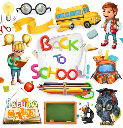 School and education. Back to school. 3d vector icon setのイラスト素材