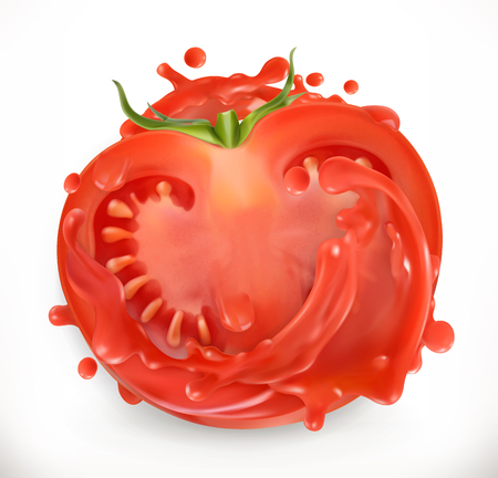 Tomato juice. Fresh vegetable. 3d realism, vector iconのイラスト素材