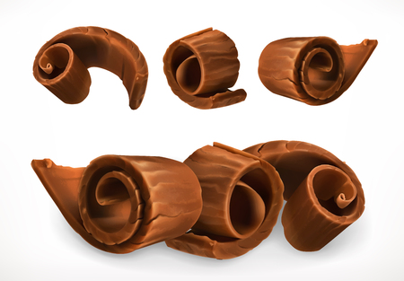 Chocolate shavings. 3d realistic vector iconのイラスト素材
