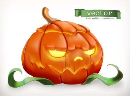 Carved pumpkin. Happy Halloween, 3d vector iconのイラスト素材