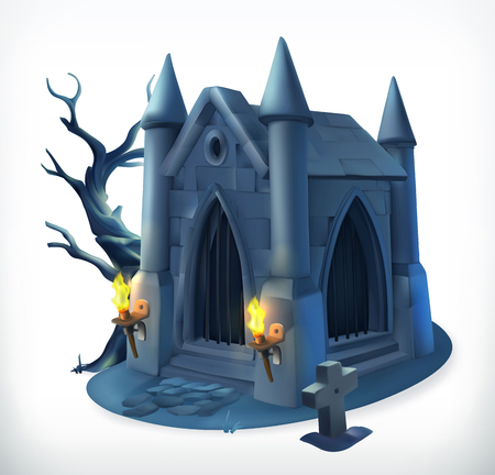 Crypt. Happy Halloween, 3d vector iconのイラスト素材