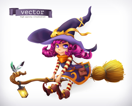 Witch. Happy Halloween, 3d vector iconのイラスト素材